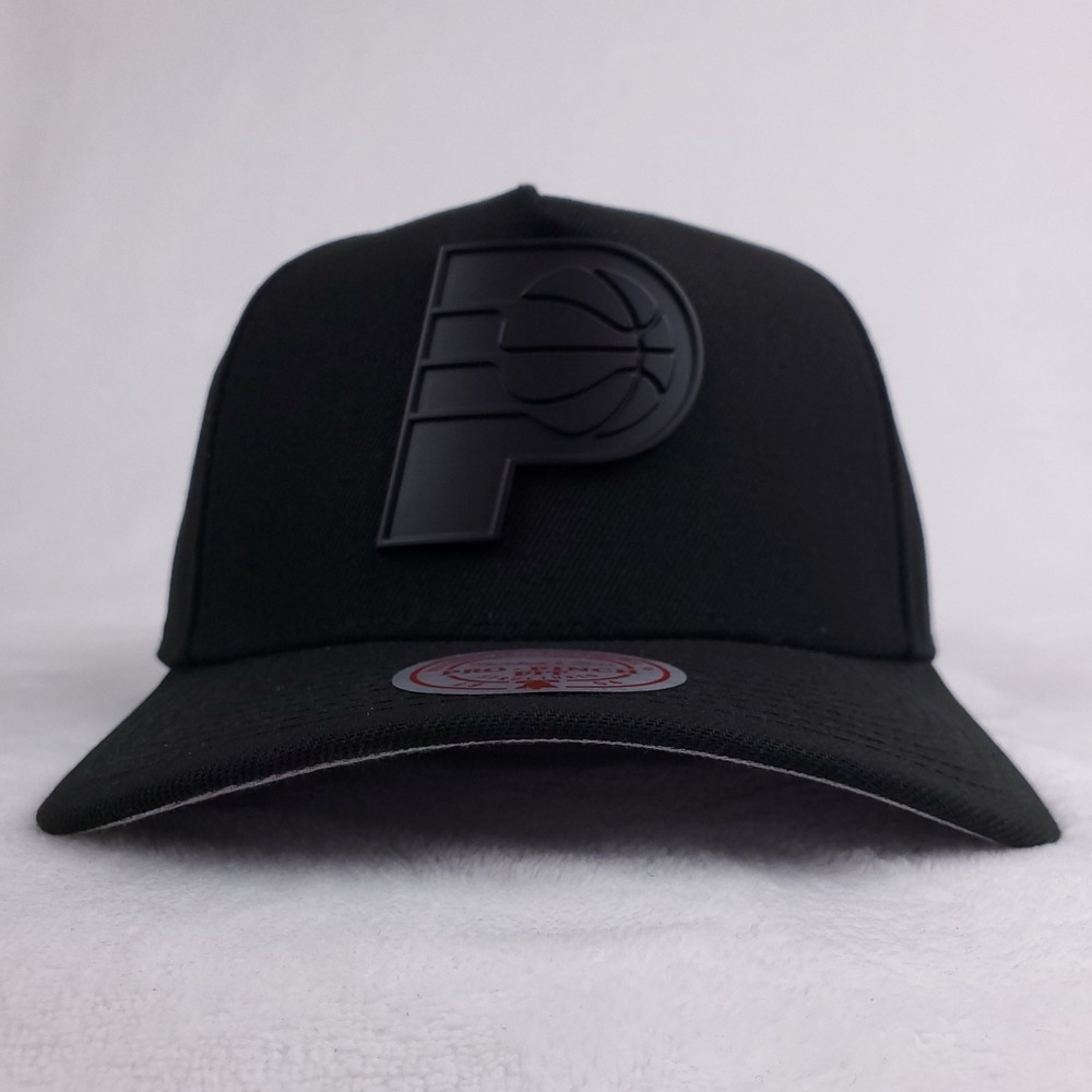 Indiana Pacers Mitchell & Ness NBA Pro Fit Snapback Hat Cap 3D Metal Logo NWT - Picture 2 of 9